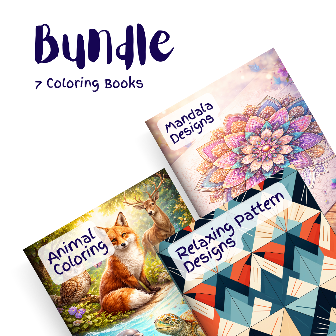 Pattern & Wildlife Collection Bundle – 7 Coloring Books