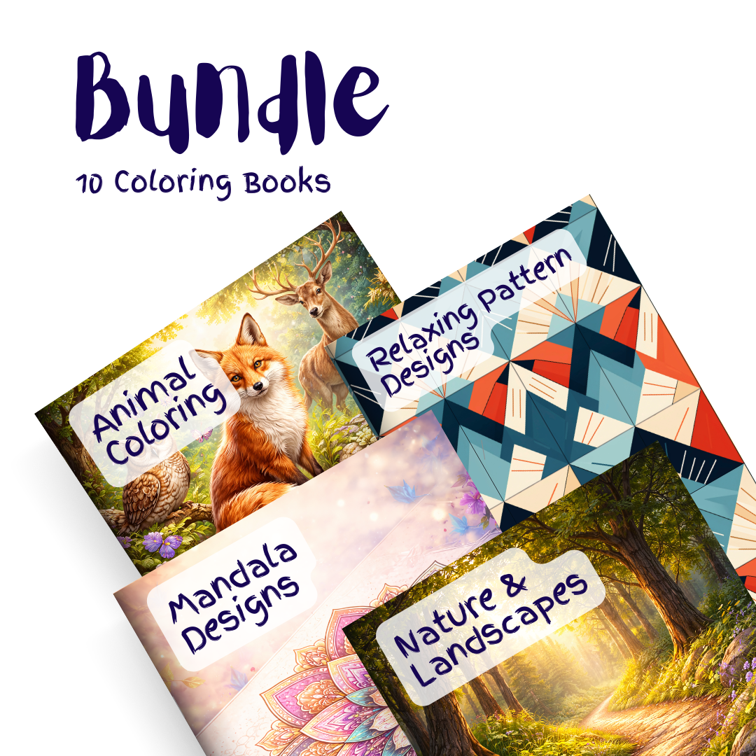Nature, Patterns & Animal Designs Bundle – 10 Coloring Books