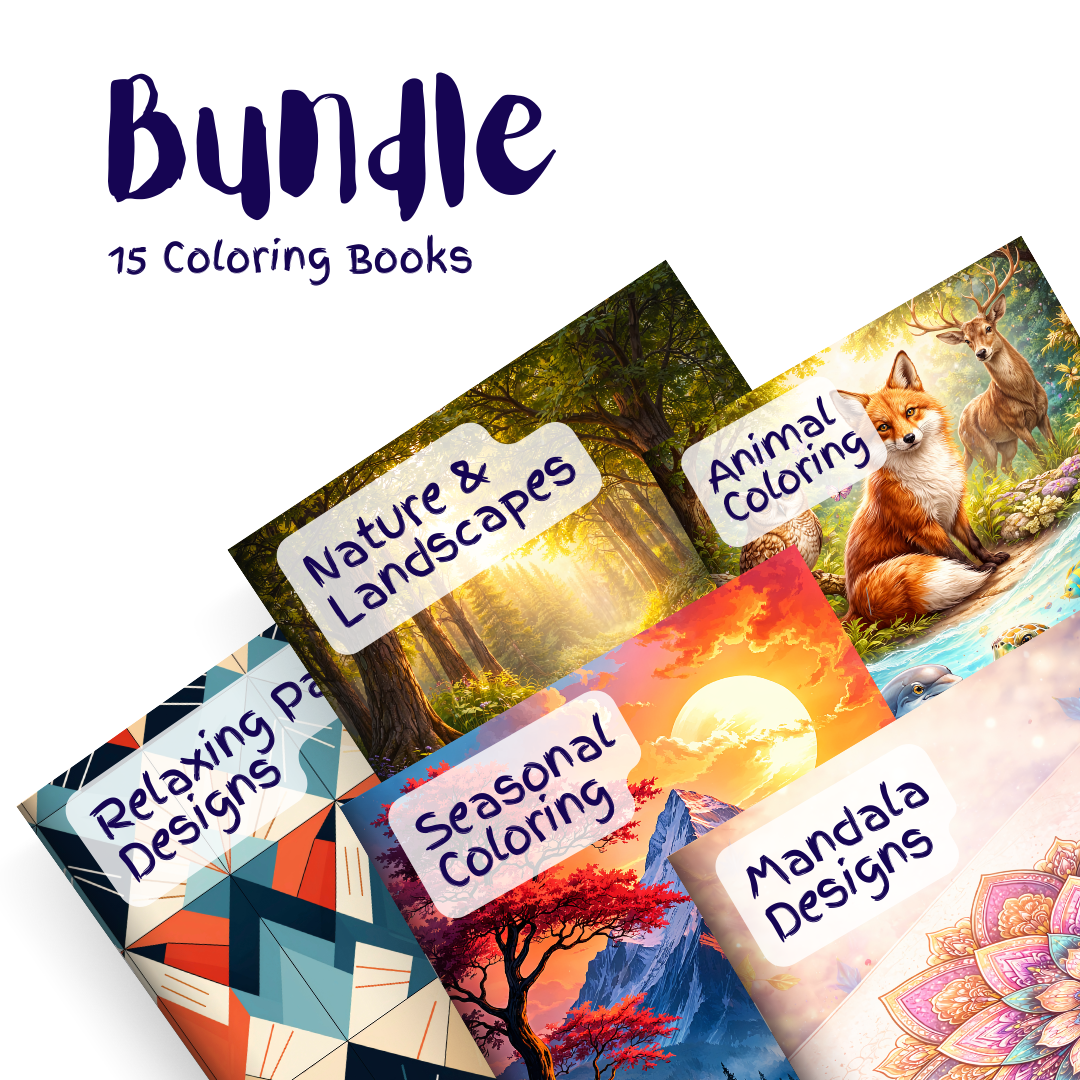 Complete Adult Coloring Collection Bundle – 15 Coloring Books